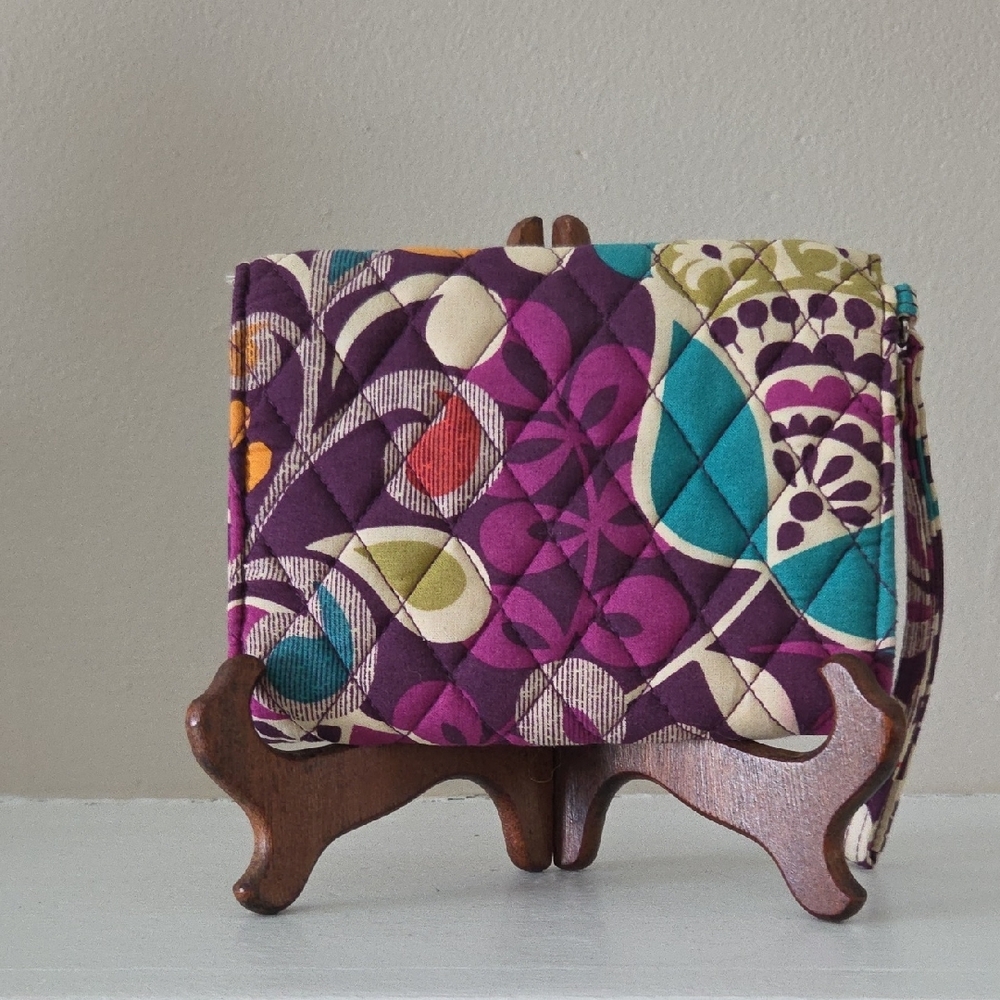 Vera Bradley Purple Quilted Floral Wristlet with Turn-Lock - Picture 3 of 7
